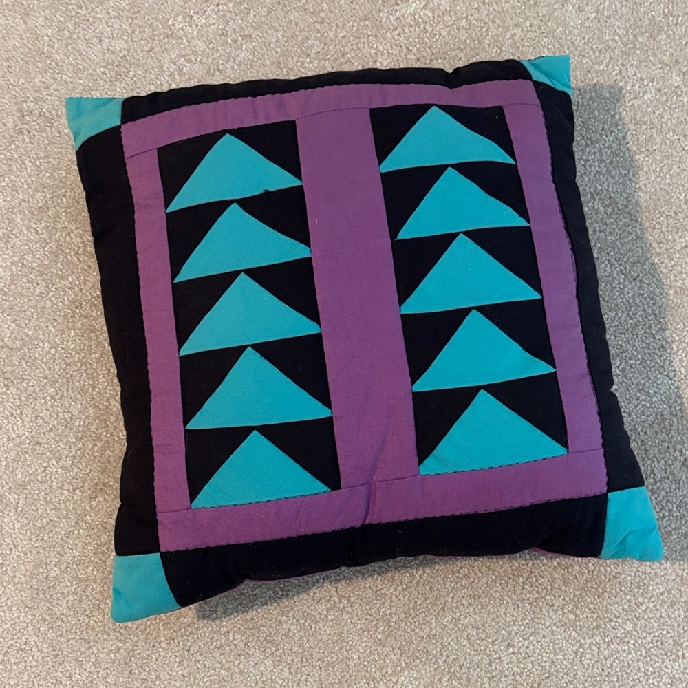 Handmade Amish-Inspired Quilted Throw Pillow 14”